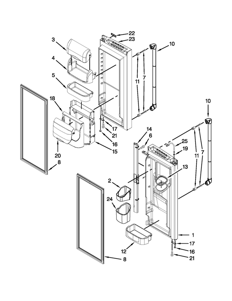 Refrigerator Door Parts Diagram and Parts List for JFI2089AEP13  Jenn-Air Refrigerator