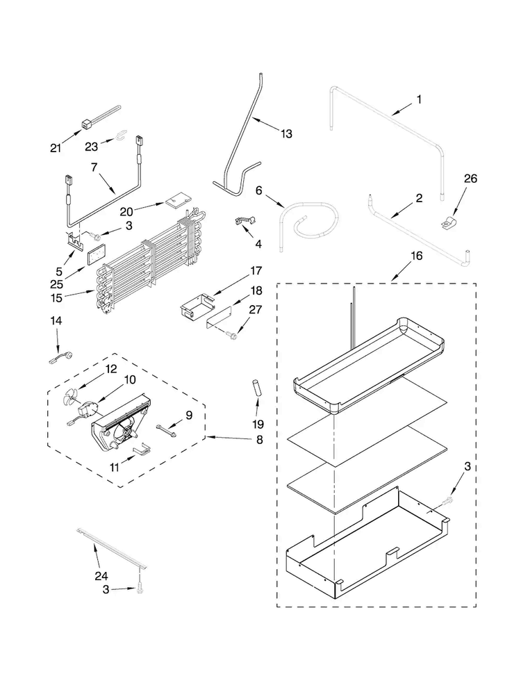 Lower Unit And Tube Parts Diagram and Parts List for JF42NXFXDW00  Jenn-Air Refrigerator
