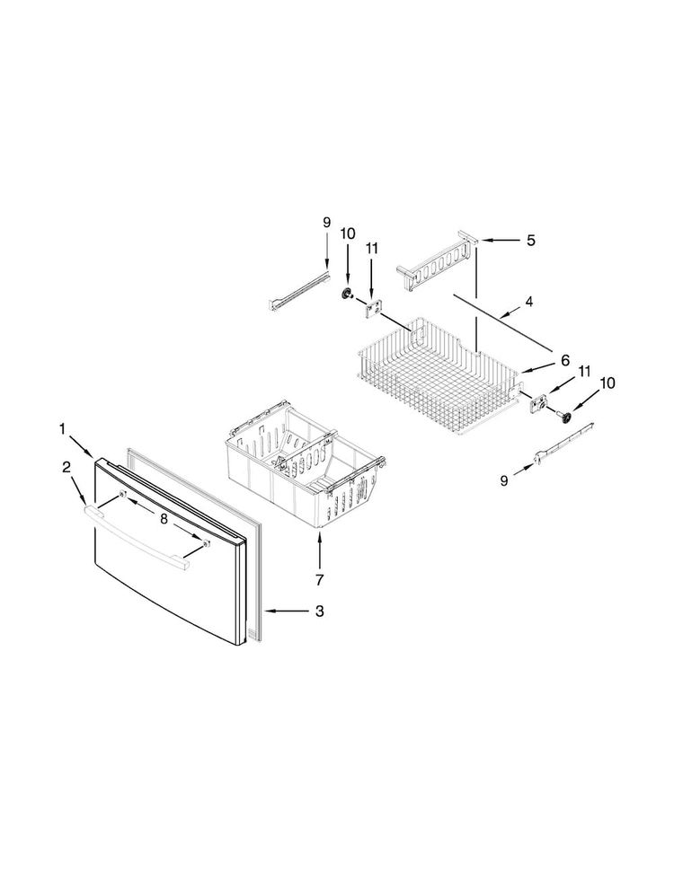 Freezer Door Parts Diagram and Parts List for AFI2539ERM01  Amana Refrigerator