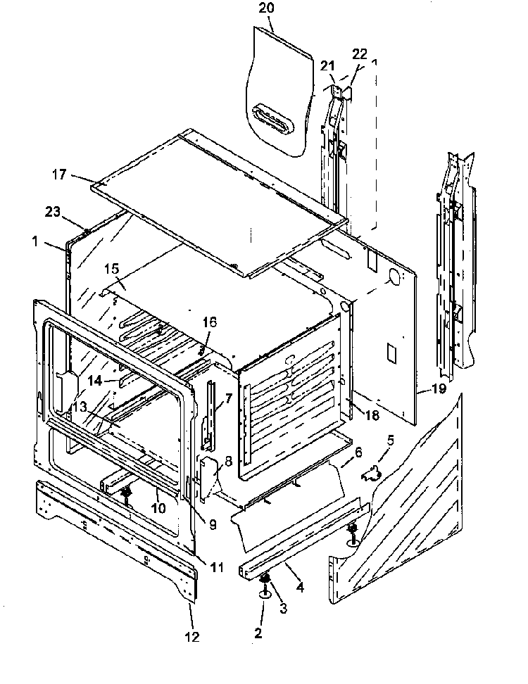 Cabinet Assy Diagram and Parts List for RLS340UWOF P1142763NW Caloric Range