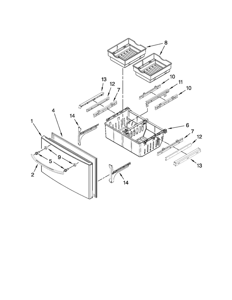 Freezer Door Parts Diagram and Parts List for MFI2569VEA2  Maytag Refrigerator
