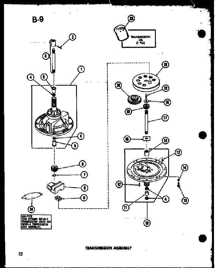 Transmission Assembly Diagram and Parts List for TAA800 P75751-7W Amana Dryer