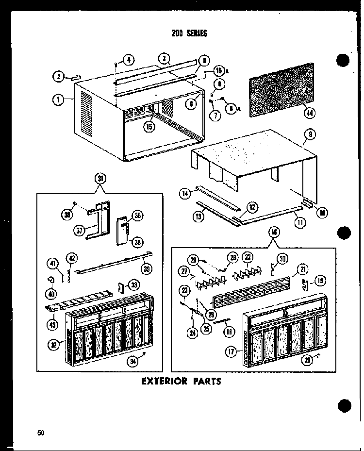 Exterior Parts Diagram and Parts List for 615-2J P54720-1R Amana Air Conditioner