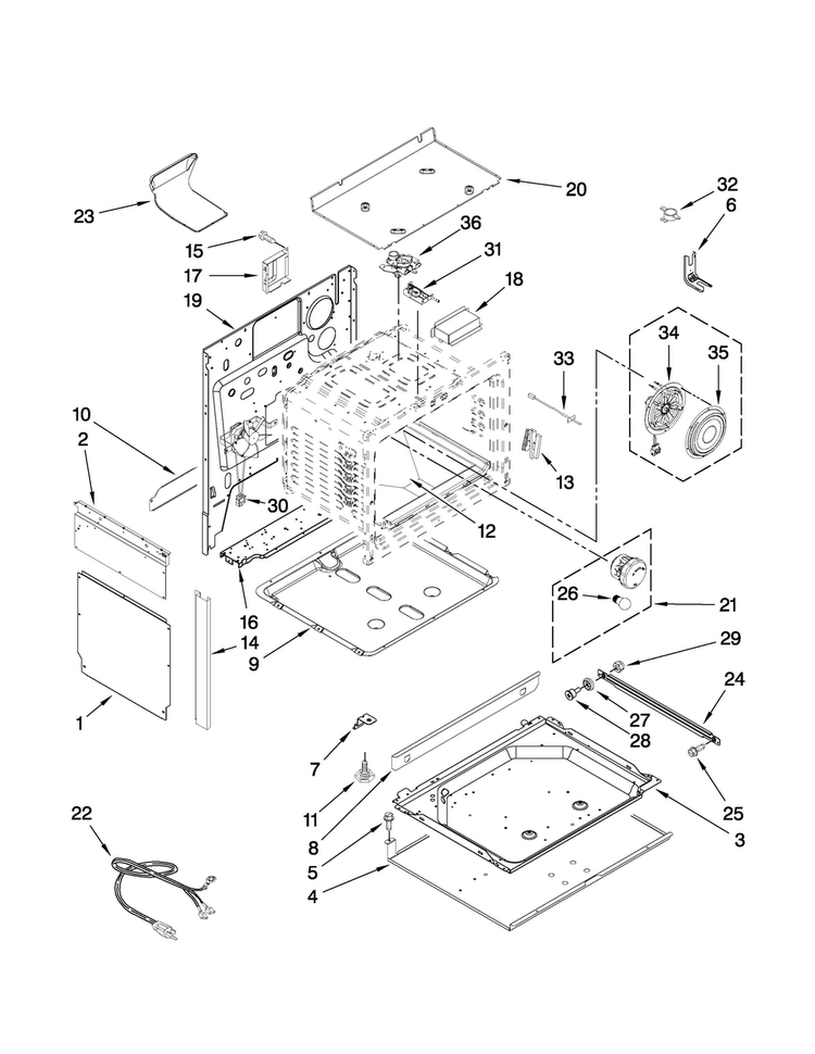 Chassis Parts Diagram and Parts List for MGS5875BDS21  Maytag Range