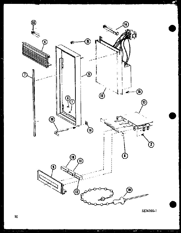 Control Panel Diagram and Parts List for RRL-10A P74267-1M Amana Microwave