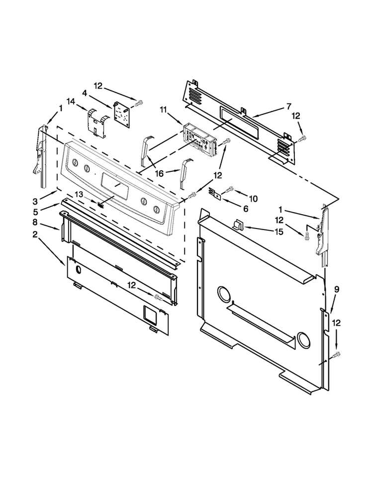 Control Panel Parts Diagram and Parts List for MGR7662WQ1  Maytag Range