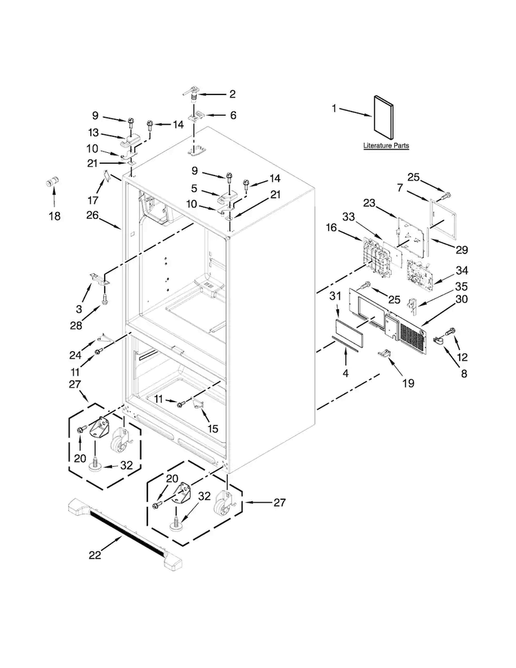 Cabinet Parts Diagram and Parts List for MFI2665XEM7  Maytag Refrigerator