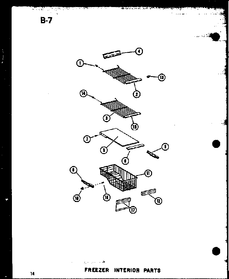 Freezer Interior Parts Diagram and Parts List for SRI19E-C-P74870-5WC  Amana Refrigerator