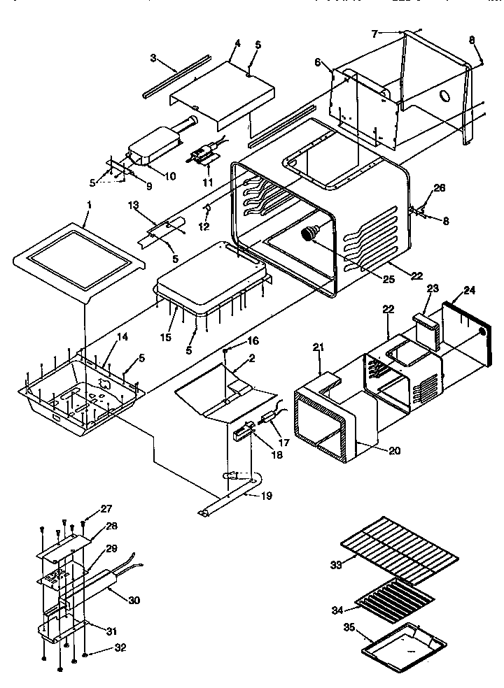 Cavity Diagram and Parts List for ARG7301L-P1143315NL  Amana Range
