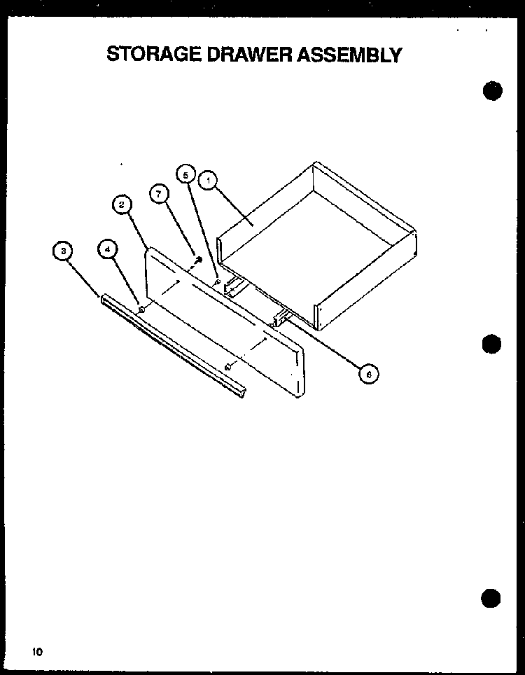 Storage Drawer Assembly Diagram and Parts List for SBE56FXW P1137959NW Amana Range