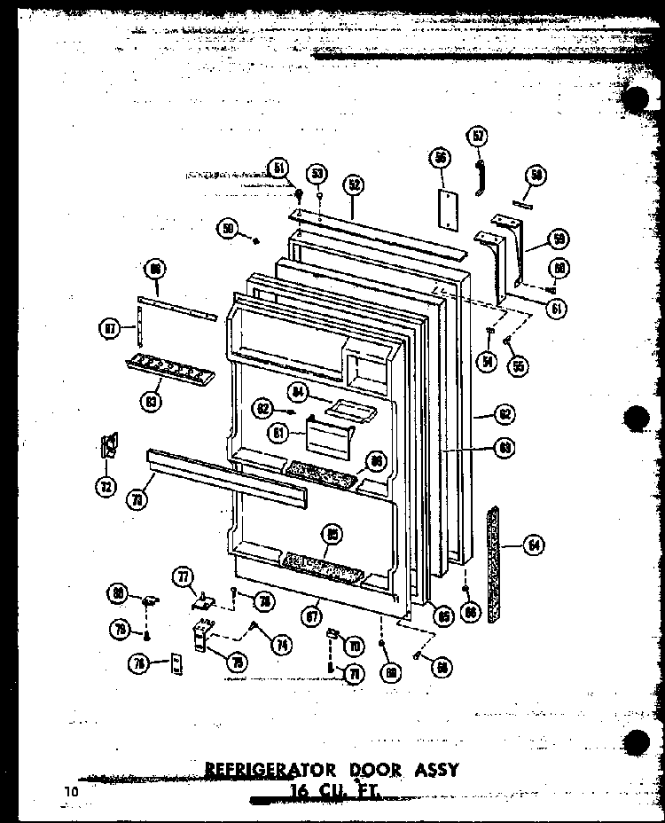 Refrigerator Door Assy 16 Cu. Ft. Diagram and Parts List for T16W-P60303-8W  Amana Refrigerator