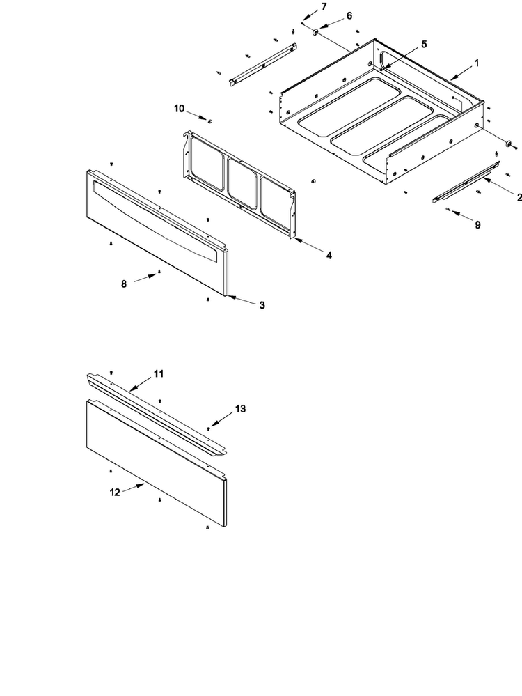 Storage Drawer Diagram and Parts List for DCF4205AW-PDCF4205  Amana Range