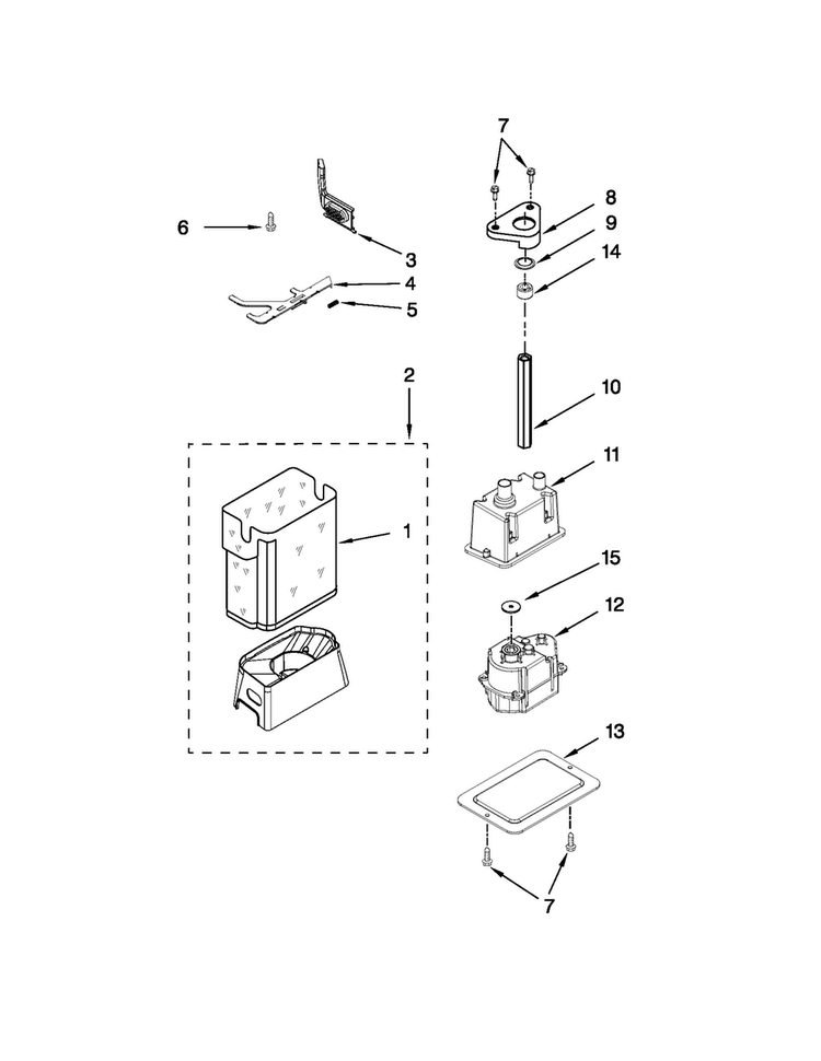 Motor And Ice Container Parts Diagram and Parts List for JS48SEDUDW12  Jenn-Air Refrigerator