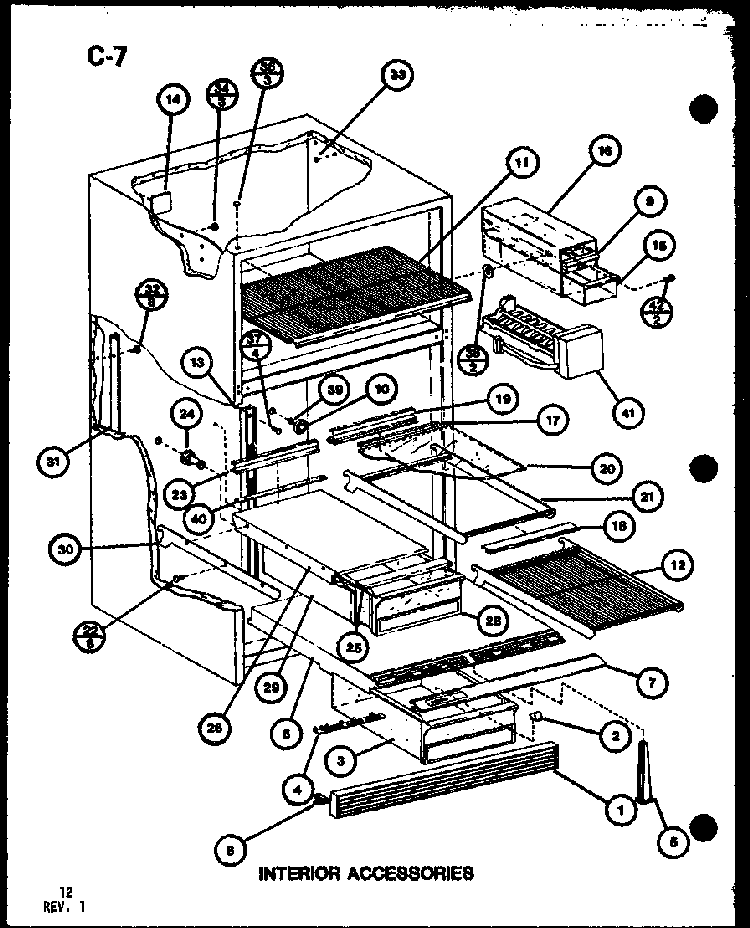 Interior Accessories Diagram and Parts List for TC20C-P76512-11W  Amana Refrigerator