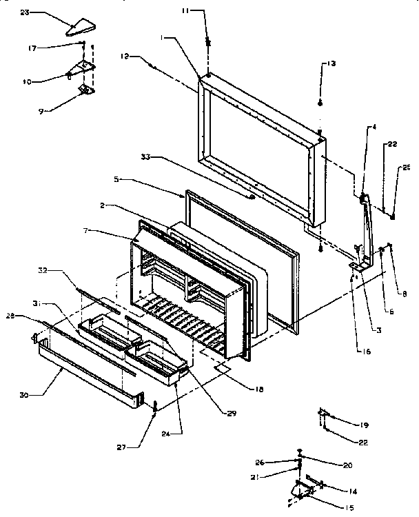 Freezer Door Diagram and Parts List for TX19R-P1158504W  Amana Refrigerator