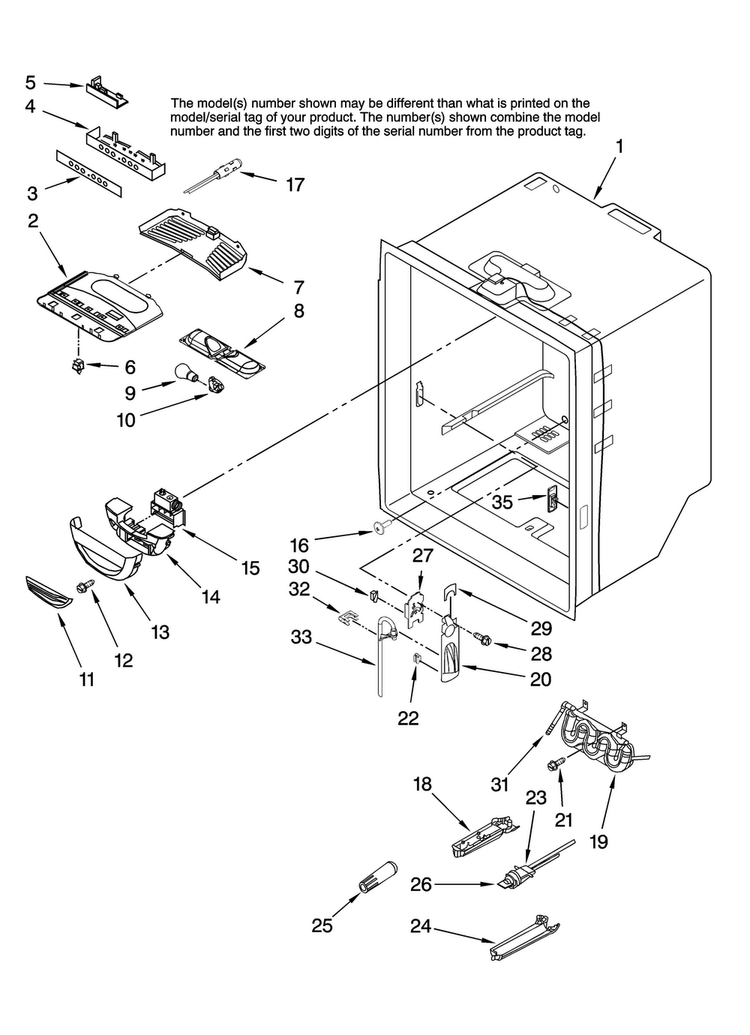 Refrigerator Liner Parts Diagram and Parts List for ABL2533FES12  Amana Refrigerator