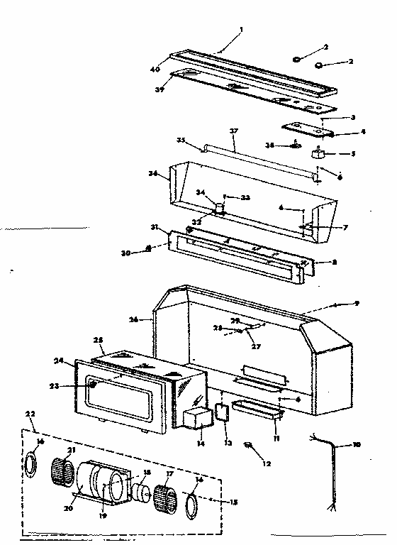 Range Hood Diagram and Parts List for 8505237040  Kenmore Range Hood