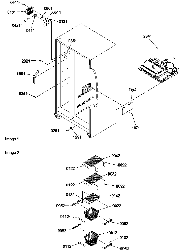 Freezer Shelves And Lights Diagram and Parts List for SBDE21VPSE-P1317202WE  Amana Refrigerator
