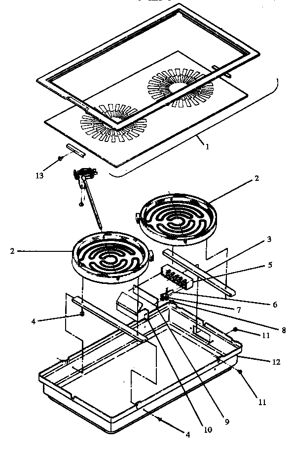 Glass-ceramic Module Diagram and Parts List for AKDE5WW P1131742WW Amana Cooktop