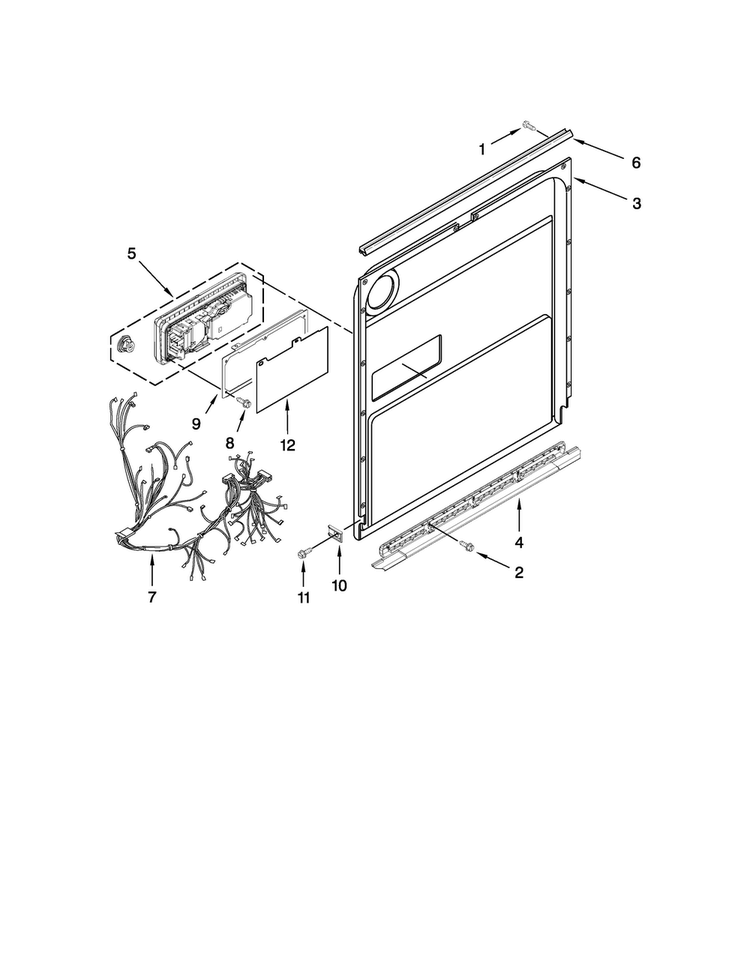 Inner Door Parts Diagram and Parts List for JDB8200AWS0  Jenn-Air Dishwasher