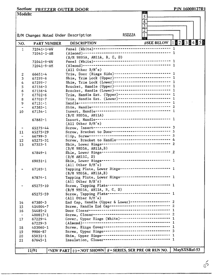 Freezer Outer Door Page 2 Diagram and Parts List for 22714  Maytag Refrigerator
