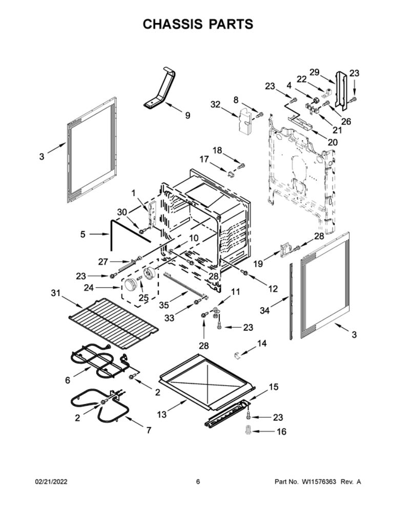 Chassis Parts Diagram and Parts List for MER4600LS2  Maytag Range