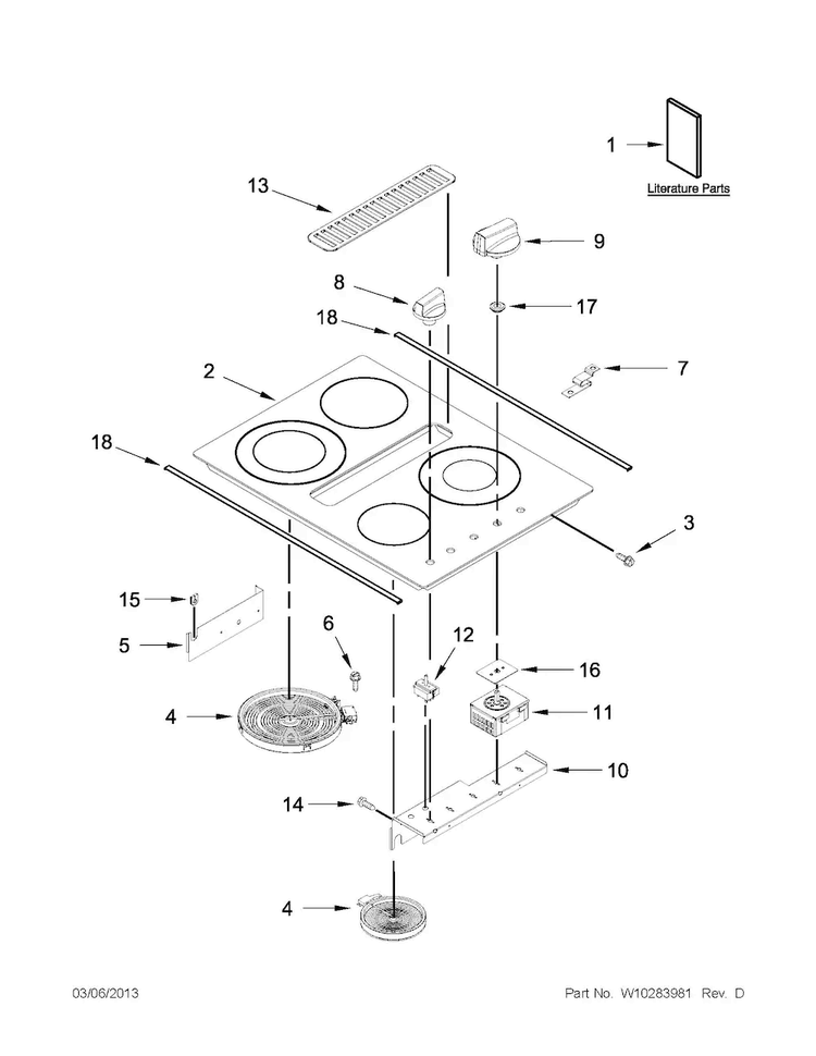 Cooktop Parts Diagram and Parts List for JED3430WF00  Jenn-Air Cooktop