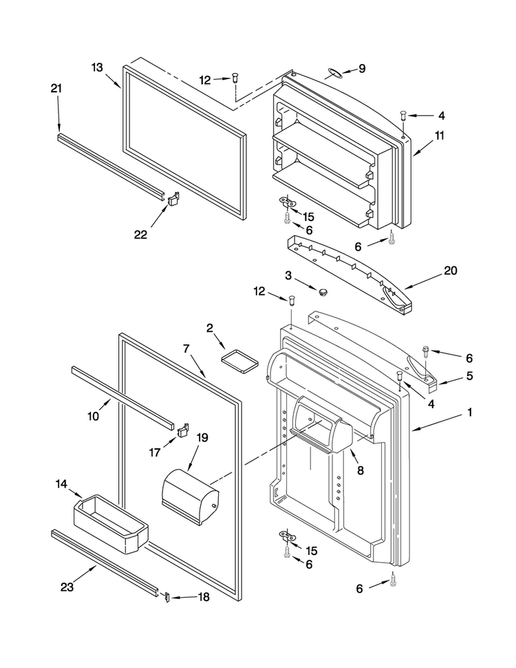 Door Parts Diagram and Parts List for A2RXNMFWS03  Amana Refrigerator