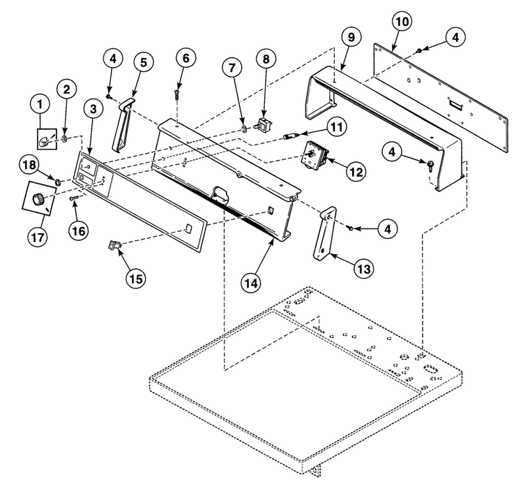 Control Panel Diagram and Parts List for SDE807QF  Speed Queen Dryer