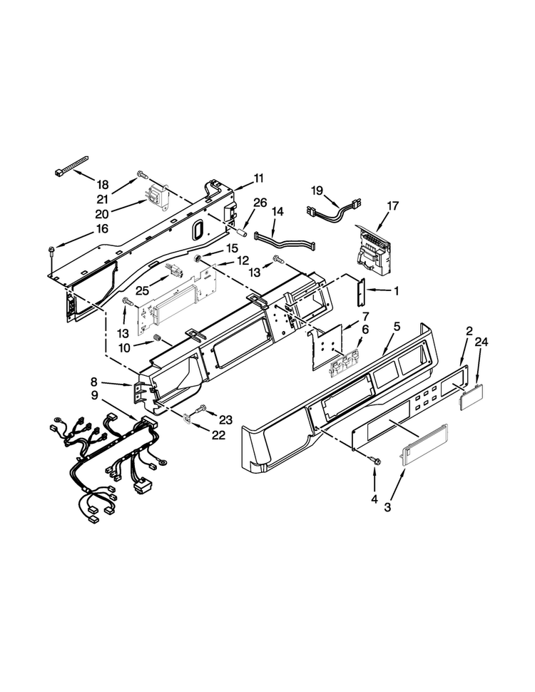 Control Panel Parts Diagram and Parts List for MHN30PNCGW0  Maytag Washer