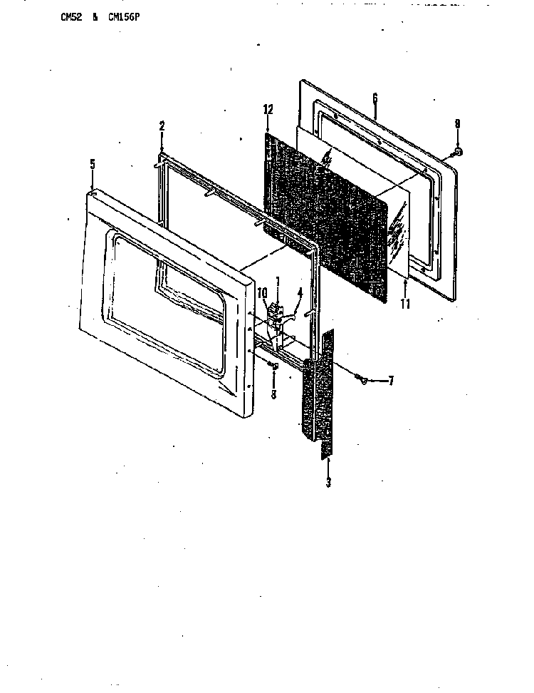 Door Diagram and Parts List for CM52  Crosley Microwave