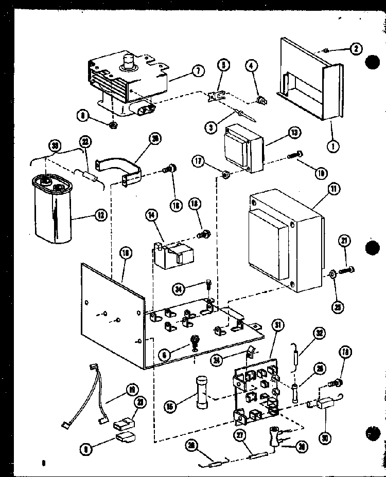 Magnetron/transformer Diagram and Parts List for R0-24-8 P73917-1M Amana Microwave