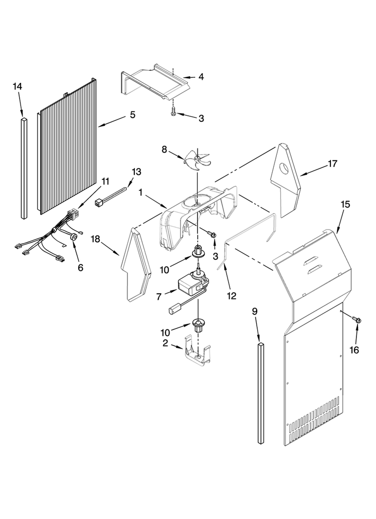 Air Flow Parts Diagram and Parts List for MSD2554VEA00  Maytag Refrigerator