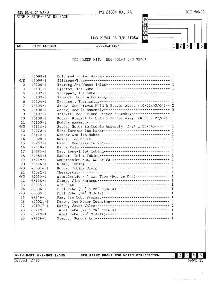 Ice Maker Page 2 Diagram and Parts List for 21804A  Admiral Refrigerator