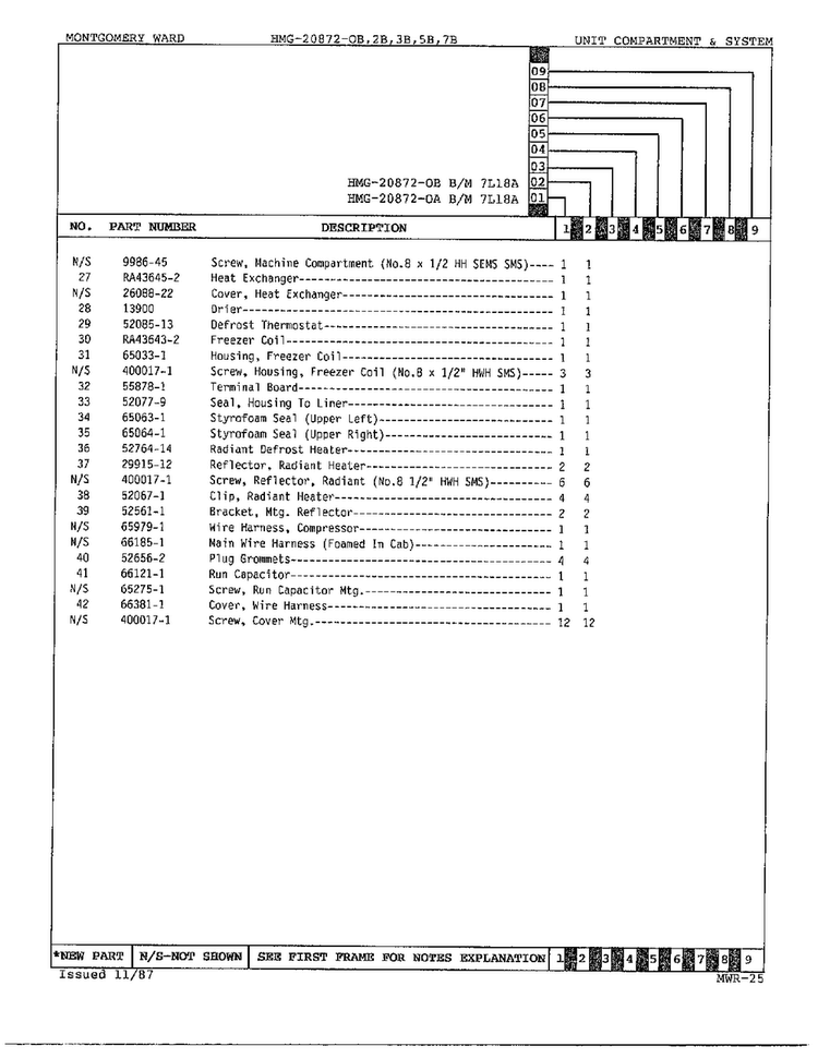 Unit Compartment And System Page 3 Diagram and Parts List for 20872A  Admiral Refrigerator