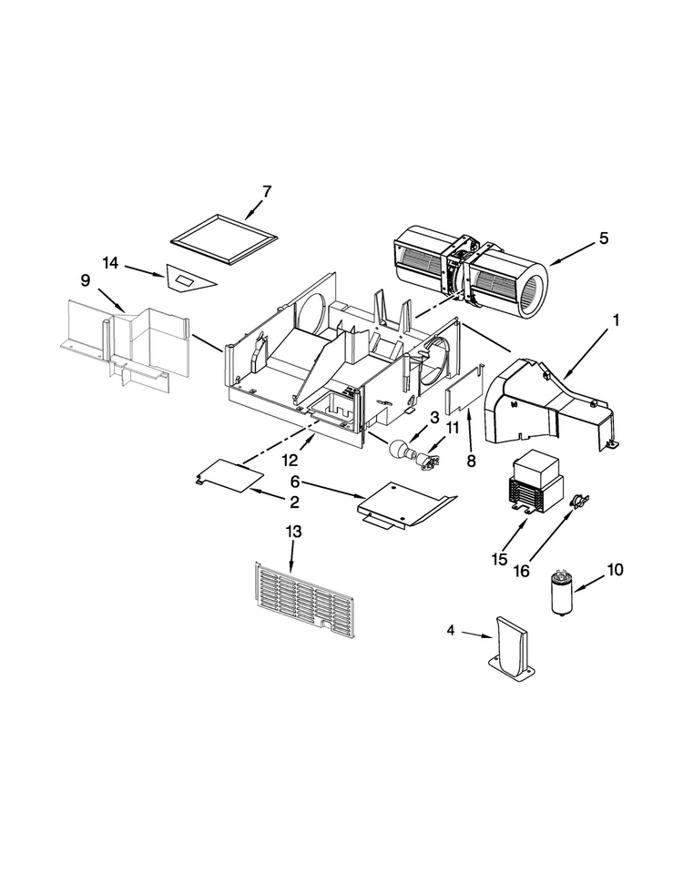 Air Flow Parts Diagram and Parts List for YAMV1170VES0  Amana Microwave
