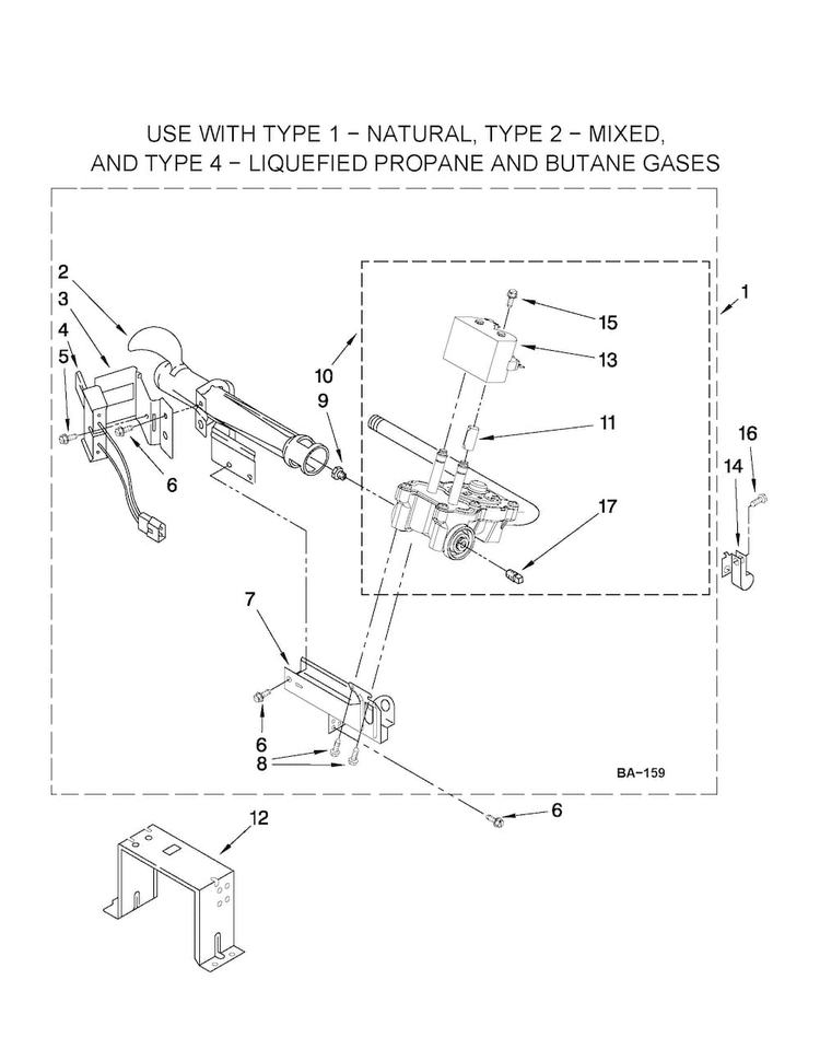 W10293911 Burner Assembly Diagram and Parts List for MGDE250XL1  Maytag Dryer