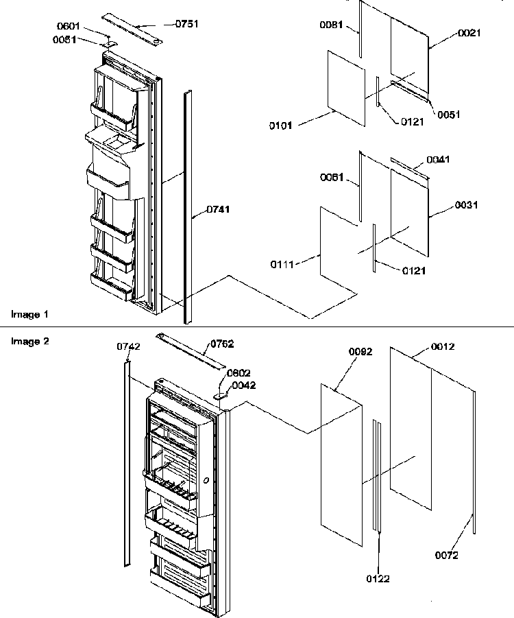 Refrigerator/freezer Door Trim And Panels Diagram and Parts List for SRD25TPSE-P1190310WE  Amana Refrigerator