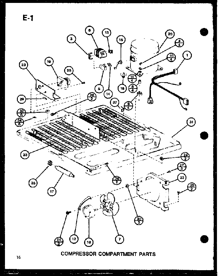 Compressor Compartment Parts Diagram and Parts List for TC18G-P75535-1W  Amana Refrigerator