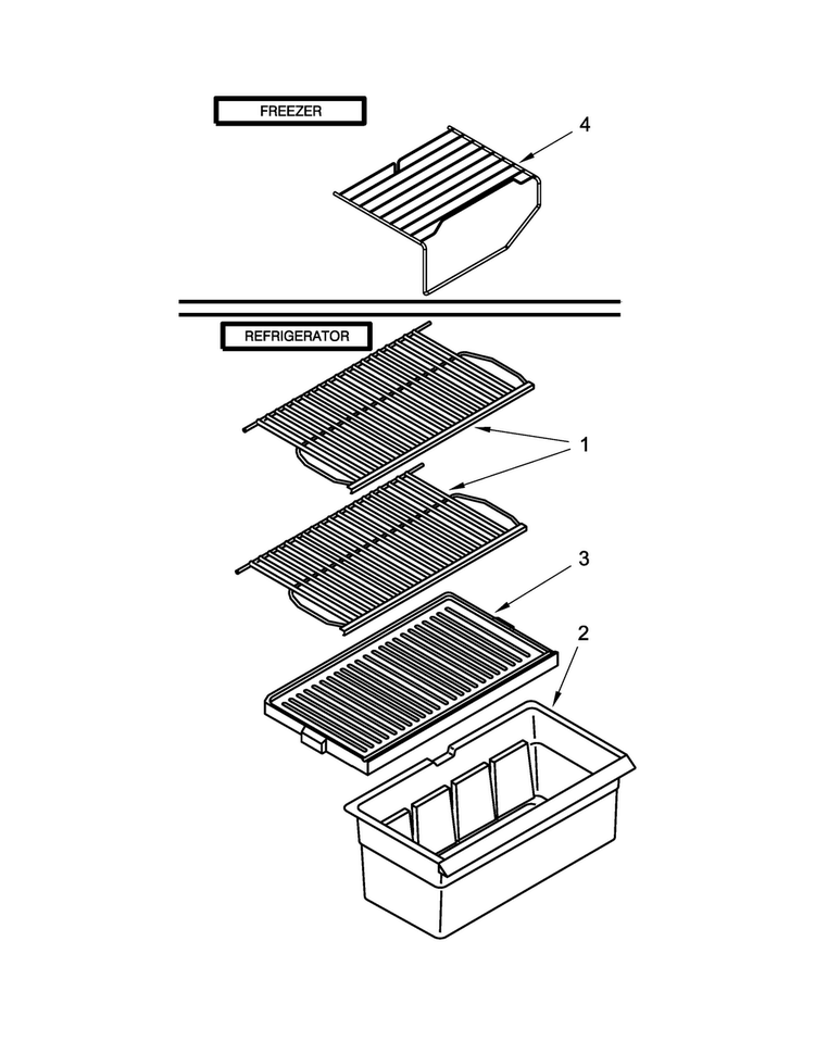Shelf Parts Diagram and Parts List for ART106TFDB00  Amana Refrigerator