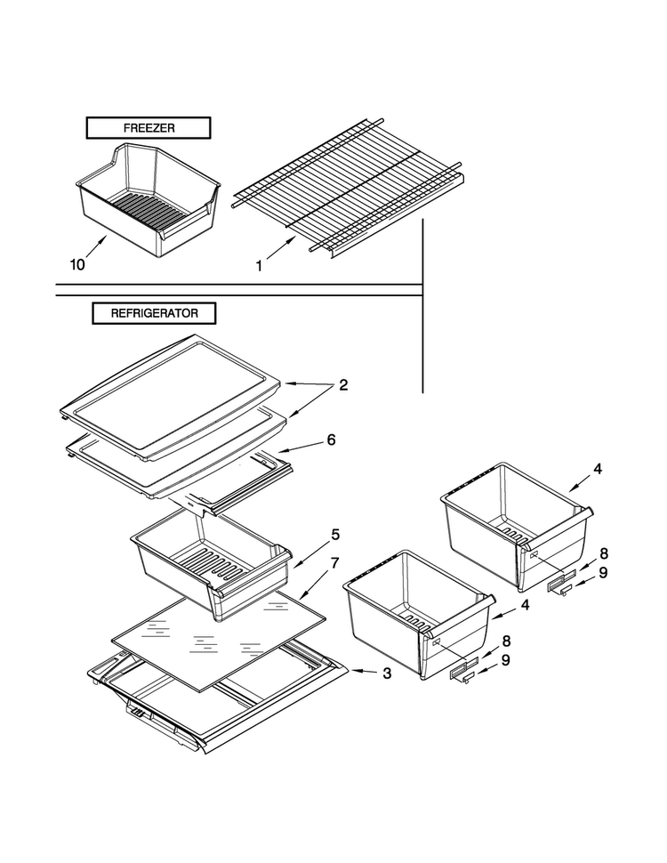 Shelf Parts Diagram and Parts List for A8RXNGMWS01  Amana Refrigerator