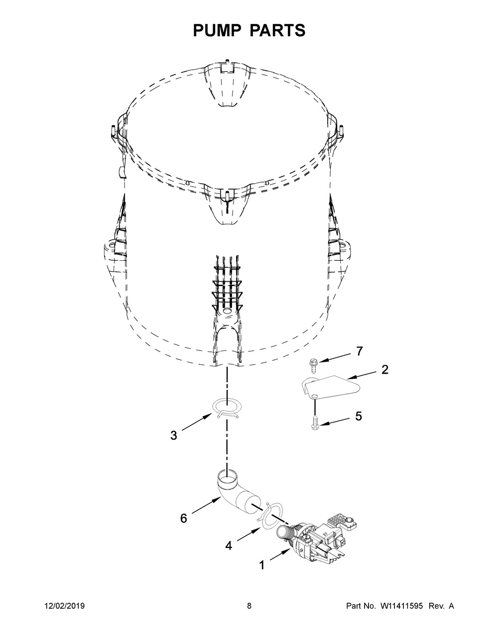 Pump Parts Diagram and Parts List for MVWB865GC1  Maytag Washer
