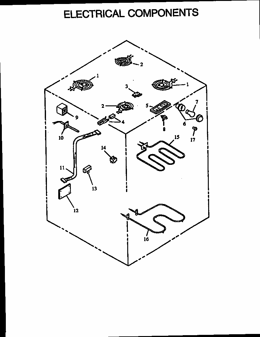 Electrical Components Diagram and Parts List for ARS635W-P1113803W  Amana Range