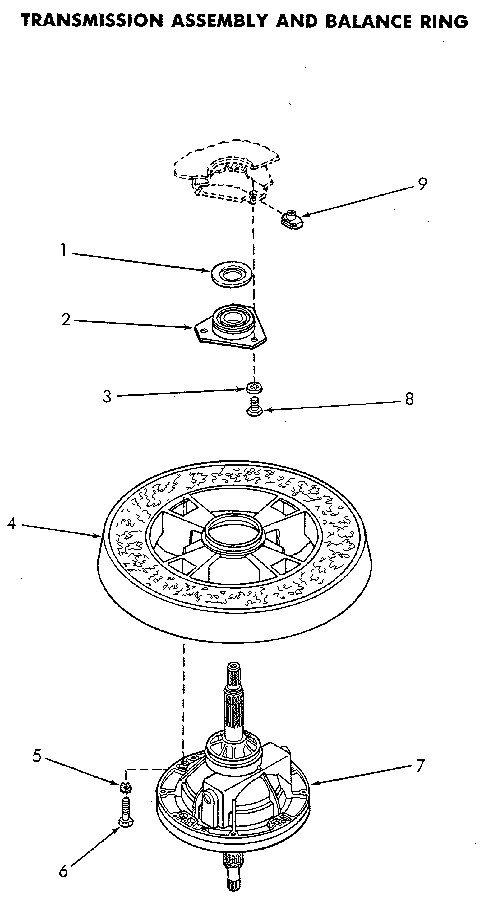 Gearcase And Balance Ring Diagram and Parts List for NA8831L33938  Speed Queen Washer
