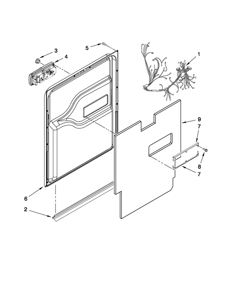 Door And Latch Parts Diagram and Parts List for JDB1275AWF1  Jenn-Air Dishwasher