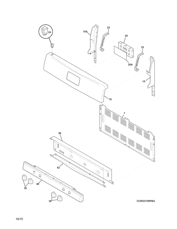 Backguard Diagram and Parts List for CRG3150PSC  Crosley Range