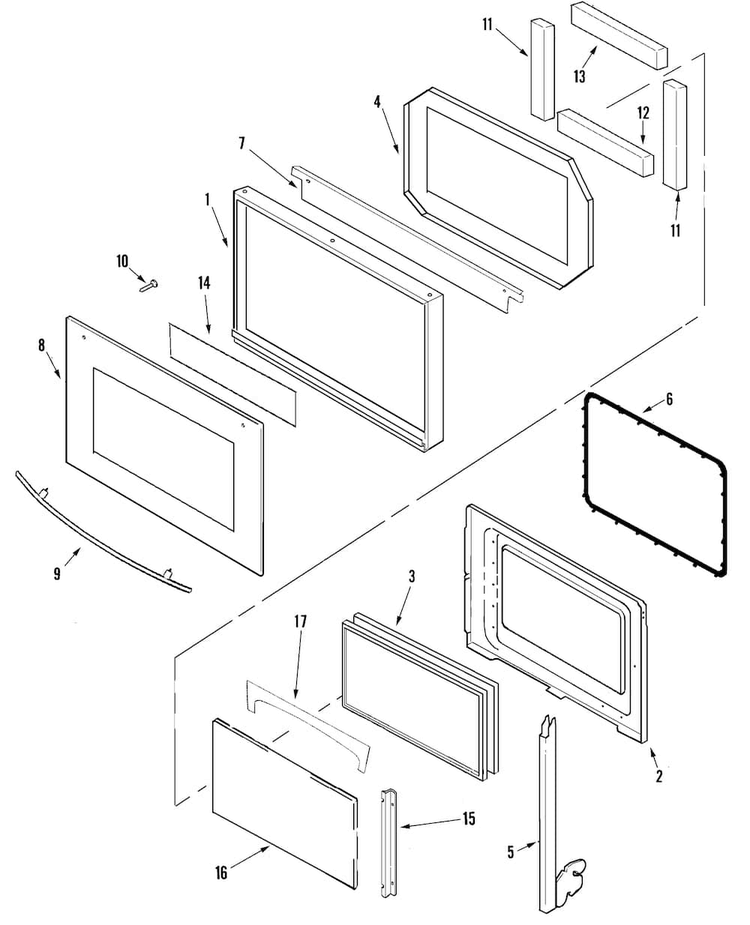 Door Diagram and Parts List for JJW9330DDS  Jenn-Air Wall Oven