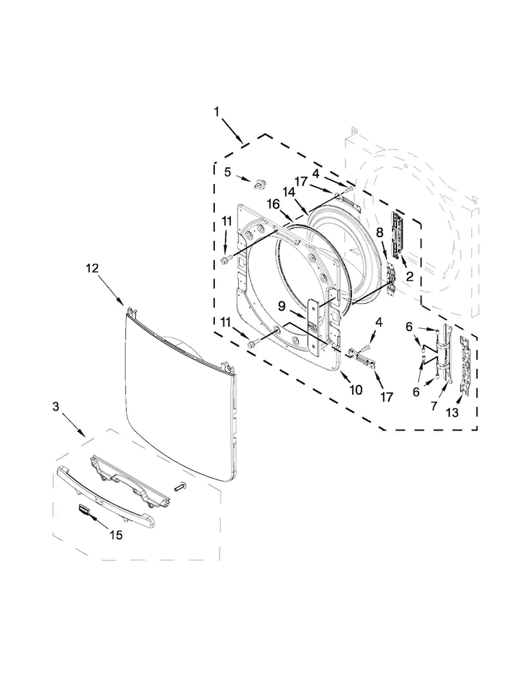 Door Parts Diagram and Parts List for MGD7000AG1  Maytag Dryer