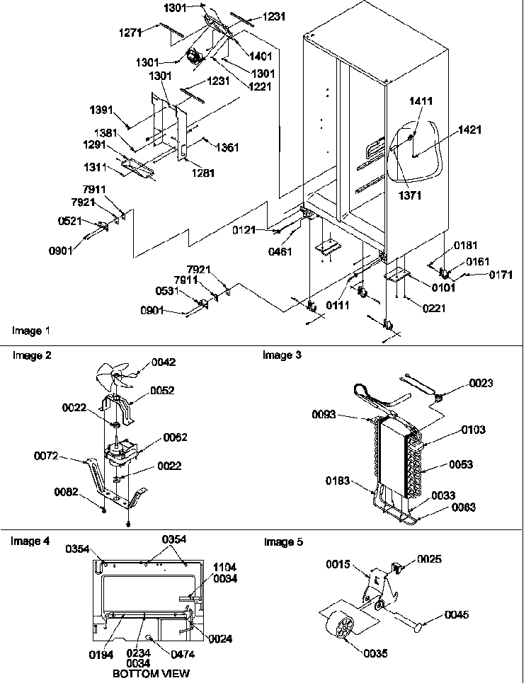 Drain Systems, Rollers, And Evaporator Assy Diagram and Parts List for SX522VW-P1320501WW  Amana Refrigerator