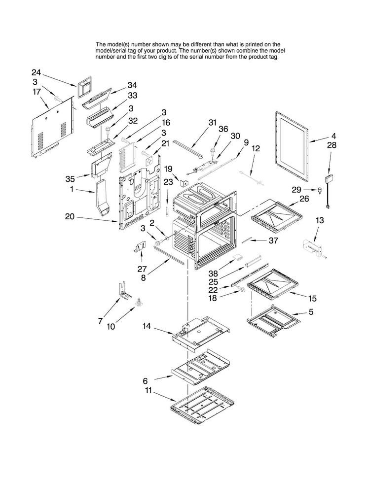 Chassis Parts Diagram and Parts List for MGR6751BDS18  Maytag Range
